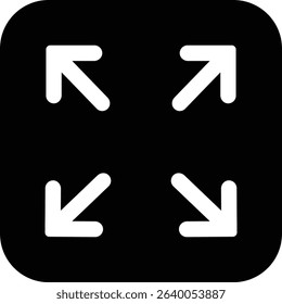 Maximize icon logo design Full Screen Arrow and Exit Screen Icons Black Silhouette flat. Minimalist with arrows pointing outward, representing zoom or expand functions in digital interfaces