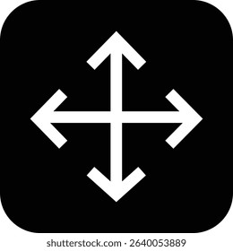 Maximize icon logo design Full Screen Arrow and Exit Screen Icons Black Silhouette flat. Minimalist with arrows pointing outward, representing zoom or expand functions in digital interfaces