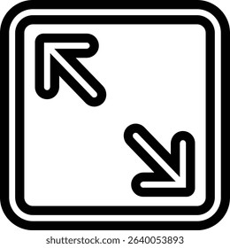 Maximize icon logo design Full Screen Arrow and Exit Screen Icons Black Silhouette line. Minimalist with arrows pointing outward, representing zoom or expand functions in digital interfaces