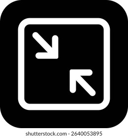 Maximize icon logo design Full Screen Arrow and Exit Screen Icons Black Silhouette flat. Minimalist with arrows pointing outward, representing zoom or expand functions in digital interfaces