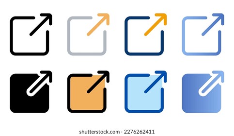 Maximize icons in different style. Maximize icons. Different style icons set. Vector illustration