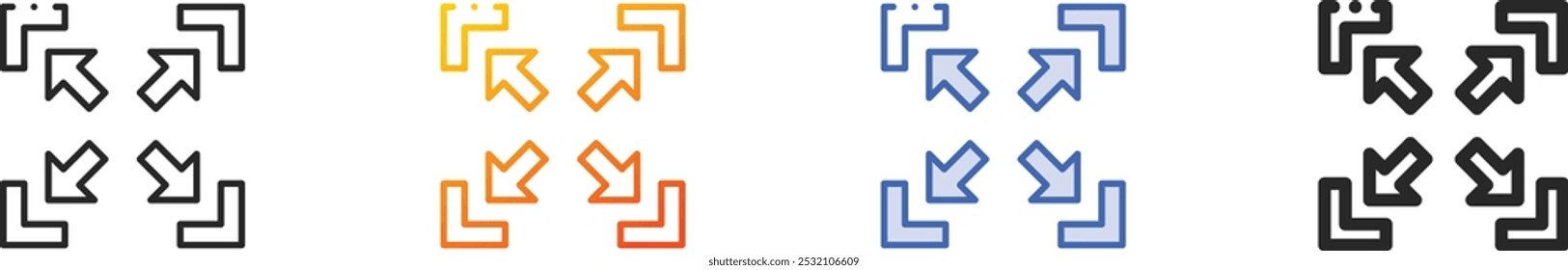 maximize icon.Thin Linear, Gradient, Blue Stroke and bold Style Design Isolated On White Background