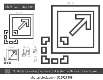 Maximize image vector line icon isolated on white background. Maximize image line icon for infographic, website or app. Scalable icon designed on a grid system.