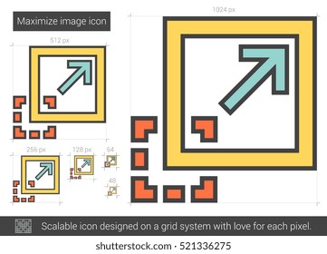 Maximize image vector line icon isolated on white background. Maximize image line icon for infographic, website or app. Scalable icon designed on a grid system.