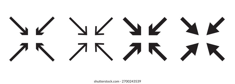 maximizar y minimizar el conjunto de iconos de flechas de línea, cambiar el tamaño del Vector, expandir los iconos de líneas de flecha en estilo de línea delgada
