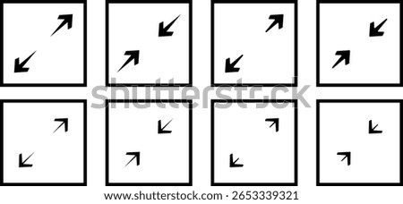 maximize and minimize line Arrows icon set. Full screen and exit screen. Full screen and exit screen

