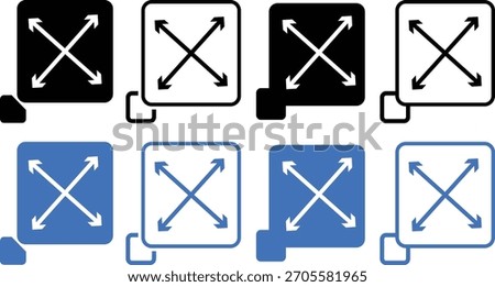 maximize and minimize line Arrows icon set, expanding arrow line icon illustration, expanding arrow line icons on white background.
