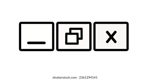Maximize and minimize line vector web buttons. Web browser window button illustration symbol.