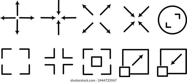 Maximize and minimize screen button icons. Replaceable vector design.