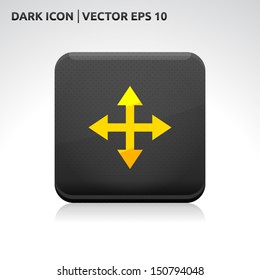 Maximize move arrows icon | color dark black gold yellow | icon set | abstract vector symbol | template design | shadows shiny | business button | abstract 3d