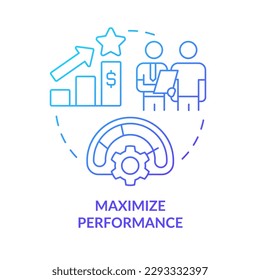 Maximize performance blue gradient concept icon. Improve process. Treasury management benefit abstract idea thin line illustration. Isolated outline drawing. Myriad Pro-Bold font used