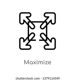 maximize vector line icon. Simple element illustration. maximize outline icon from orientation concept. Can be used for web and mobile