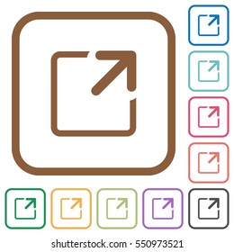 Maximize window simple icons in color rounded square frames on white background