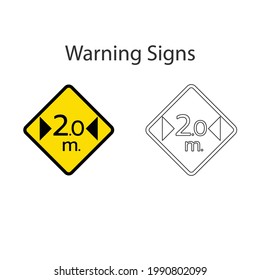 Maximum 2.0 meter width sign 2 style, Vector illustration and hand drawing on white background.