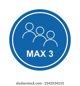 maximum 3 people sign blue vector design