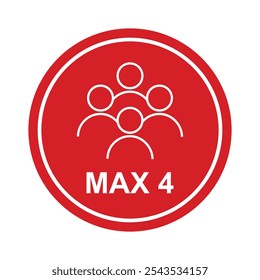 maximum 4 people sign red vector design