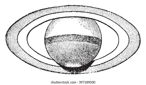 Maximum aperture of Saturn's rings, June 1869, vintage engraved illustration. Magasin Pittoresque 1870.