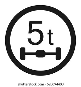 Maximum Axle Load 5 tones line icon, Traffic and road sign, vector graphics, a solid pattern on a white background, eps 10.