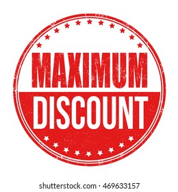 Maximum discount grunge rubber stamp on white background, vector illustration