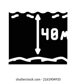 maximum diving depth on course glyph icon vector. maximum diving depth on course sign. isolated contour symbol black illustration