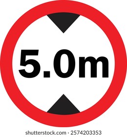 maximum height allowed sign. Flat vector illustration of traffic signs. maximum height allowed. red circle.  isolated on white background.