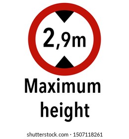 Maximum height Information and Warning Road traffic street sign, vector illustration collection isolated on white background for learning, education, driving courses, sticker, icon.