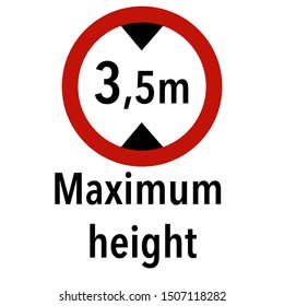Maximum height limit Information and Warning Road traffic street sign, vector illustration collection isolated on white background for learning, education, driving courses, sticker, icon.