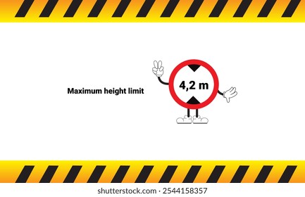 Maximum height limit sign graphic vector illustration
with cartoon characters. Graphic design is suitable for children's education, story books, or traffic safety materials. vector illustration