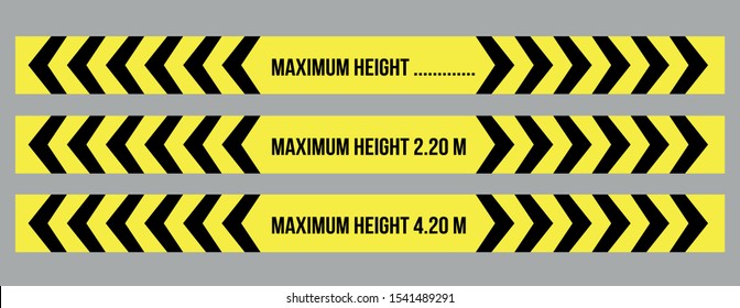 maximum height warning sign, maximum height template and vector set. Gray on white background