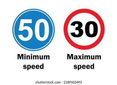 Maximum Minimum Speed Sign Traffic Signs Stock Vector (Royalty Free ...