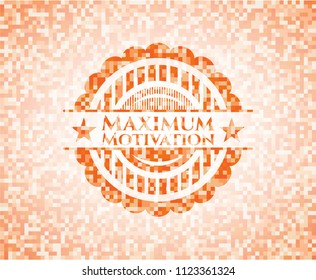 Maximum Motivation abstract emblem, orange mosaic background