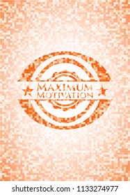 Maximum Motivation abstract emblem, orange mosaic background