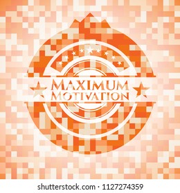 Maximum Motivation abstract orange mosaic emblem
