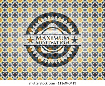 Maximum Motivation arabesque badge. arabic decoration.