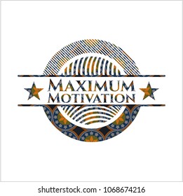 Maximum Motivation arabesque emblem background. arabic decoration.