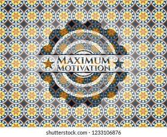 Maximum Motivation arabesque emblem background. arabic decoration.