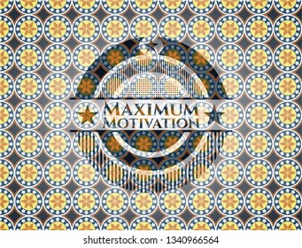 Maximum Motivation arabesque style emblem. arabic decoration.