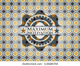 Maximum Motivation arabic emblem background. Arabesque decoration.