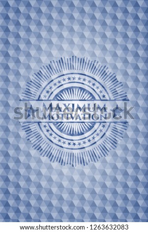 Maximum Motivation blue polygonal badge.