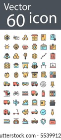 maximum set of icons in retro style with mixed color, the trend in 2017, an excellent solution for SEO, mobile applications, web sites, pixel perfect