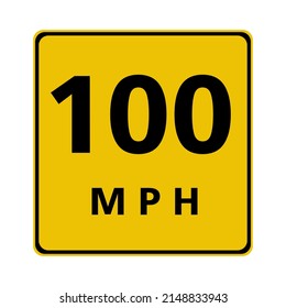 Maximum speed 100. Warning sign. maximum speed sign