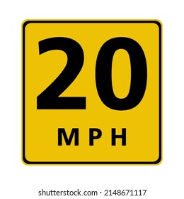 Maximum speed 20. Warning sign. maximum speed sign