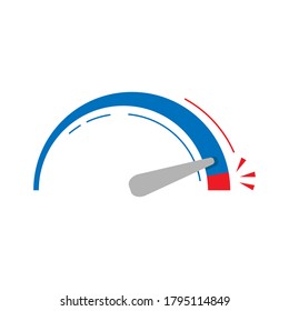 maximum speed concept with speedometer flat design icon logo vector illustration