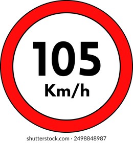 Maximum Speed Limit 105 Km Icon Vector