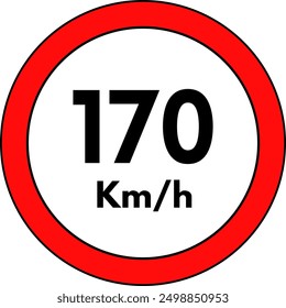 Maximum Speed Limit 170 Km Icon Vector