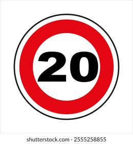 Maximum speed limit 20 sign indicating speed restriction traffic.