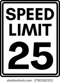 Maximum Speed Limit 25 mph Traffic Sign Vector