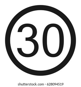 Maximum speed limit 30 line icon, Traffic and road sign, vector graphics, a solid pattern on a white background, eps 10.