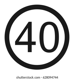 Maximum speed limit 40 line icon, Traffic and road sign, vector graphics, a solid pattern on a white background, eps 10.