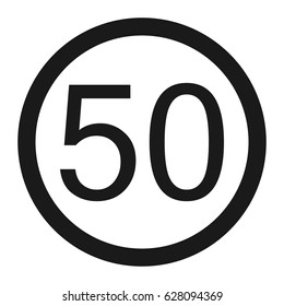 Maximum speed limit 50 line icon, Traffic and road sign, vector graphics, a solid pattern on a white background, eps 10.